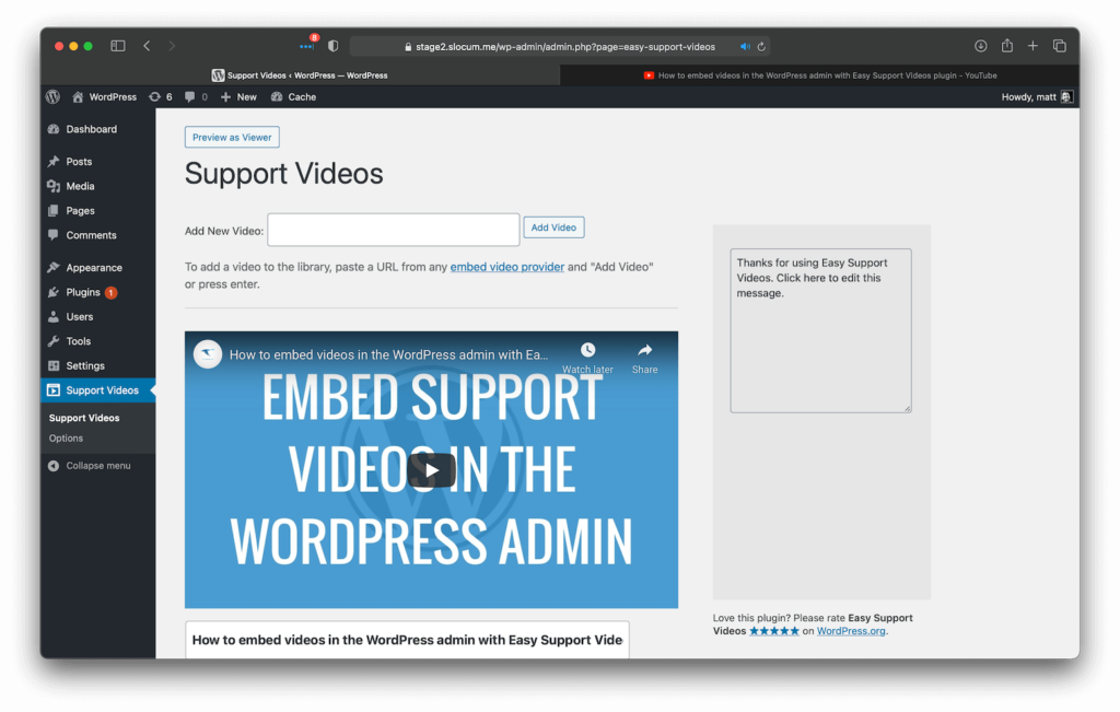 Easily add videos to the Easy Support Videos gallery